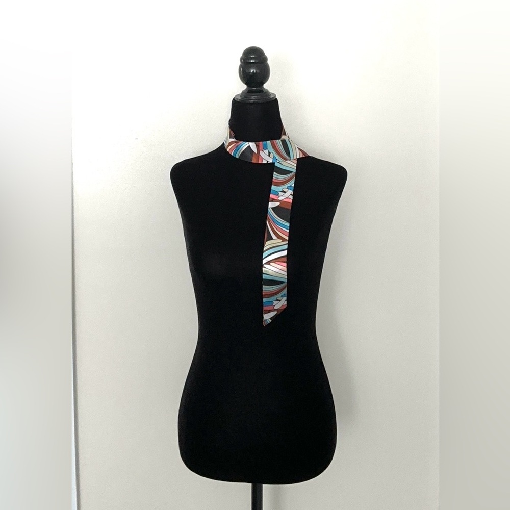 NEW! Multicolor Geometric Pattern Twilly Scarf - Picture 3 of 6
